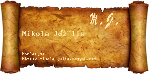 Mikola Júlia névjegykártya